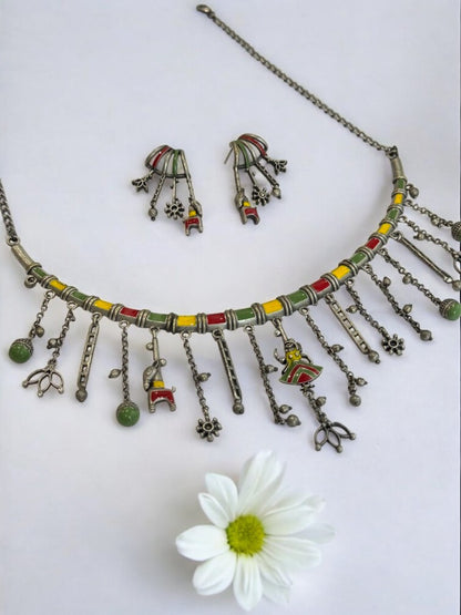 MULTI SAMIRA GERMAN SILVER JEWELLERY SET