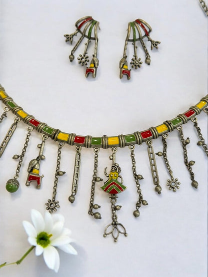 MULTI SAMIRA GERMAN SILVER JEWELLERY SET