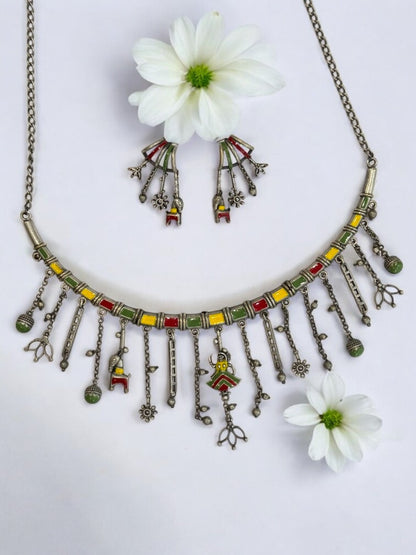 MULTI SAMIRA GERMAN SILVER JEWELLERY SET