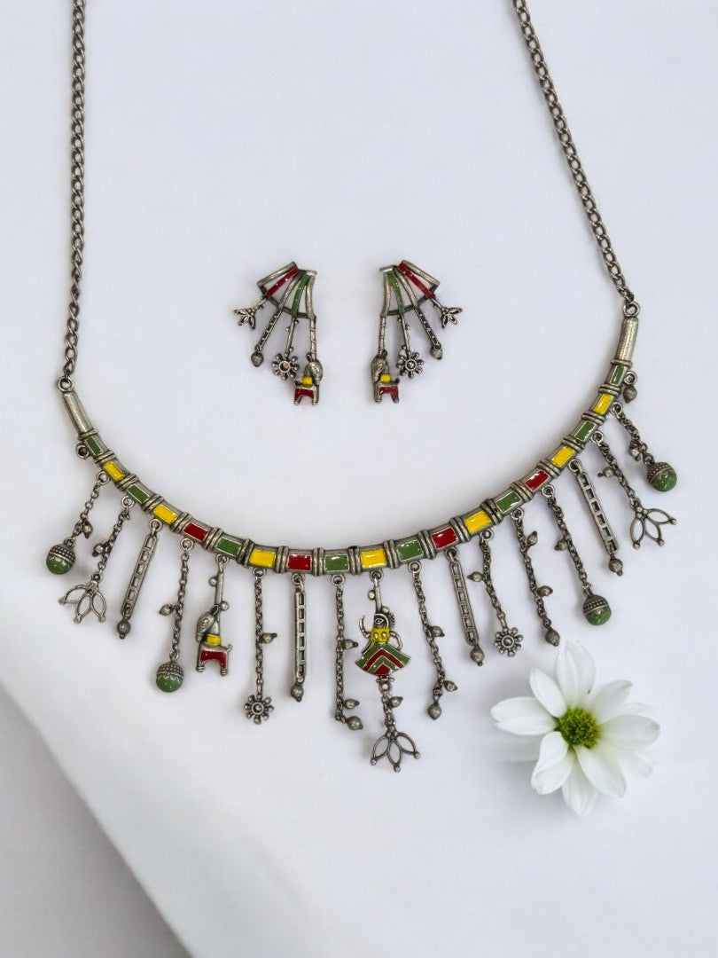 MULTI SAMIRA GERMAN SILVER JEWELLERY SET