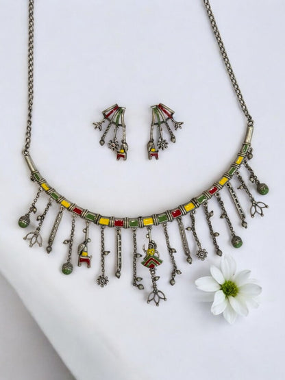 MULTI SAMIRA GERMAN SILVER JEWELLERY SET
