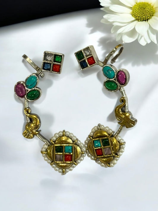 MULTI SHWARI GERMAN SILVER EAR CUFF