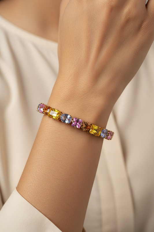 MULTI SQUARE DIAMOND ELANIE BRACELET (CUFF)