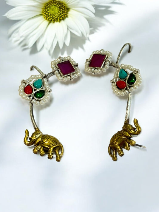 MULTI TARIKA GERMAN SILVER EAR CUFF