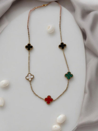 GOLDEN CHAIN WITH MULTI COLOR CLOVER 