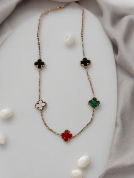 GOLDEN CHAIN WITH MULTI COLOR CLOVER 