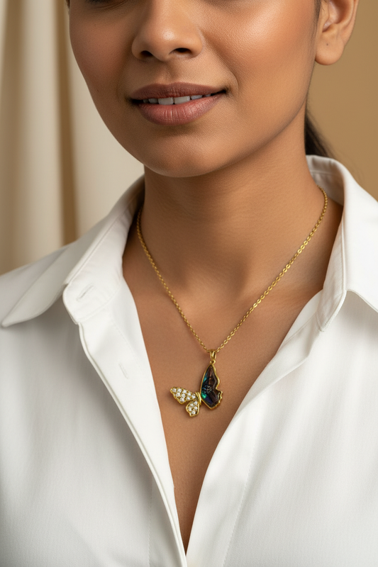 MULTI DIAMOND BUTTERFLY PRIMROSE NECKLACE