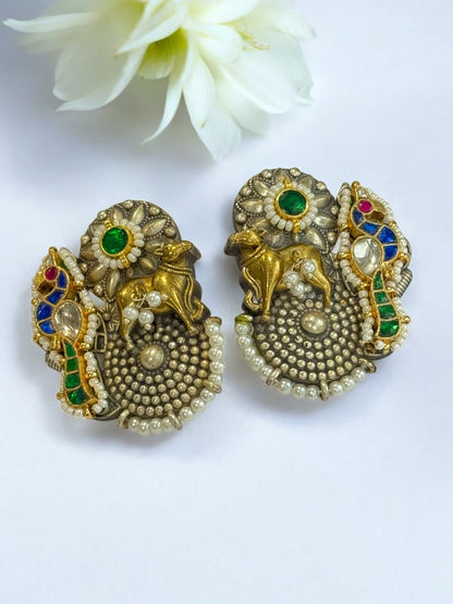 MULTI KHUSHI GERMAN SILVER EARRINGS