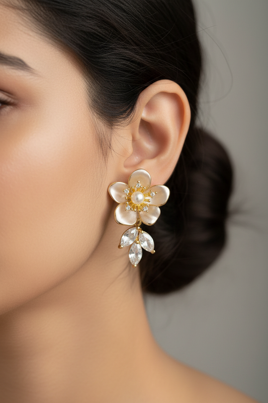 LIGHT PINK FLOWER HANRY EARRINGS