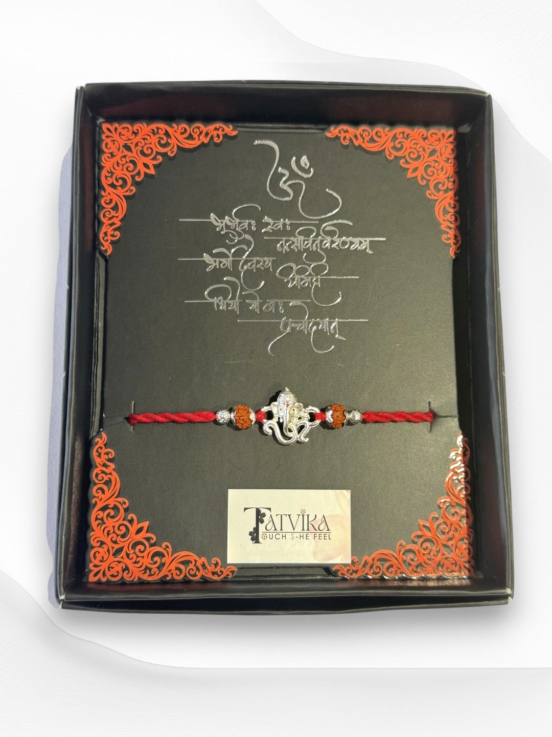 OM GANESH AADHIRA PURE SILVER RAKHI