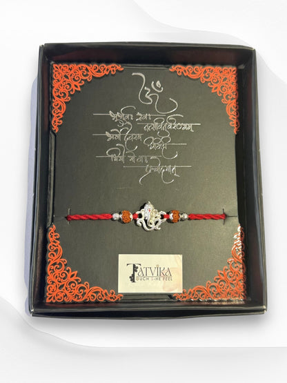 OM GANESH AADHIRA PURE SILVER RAKHI