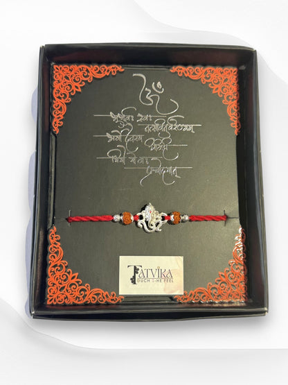 OM GANESH AADHIRA PURE SILVER RAKHI