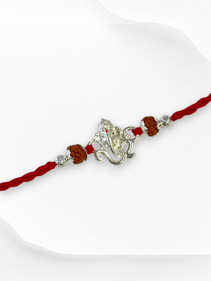 OM GANESH AADHIRA PURE SILVER RAKHI