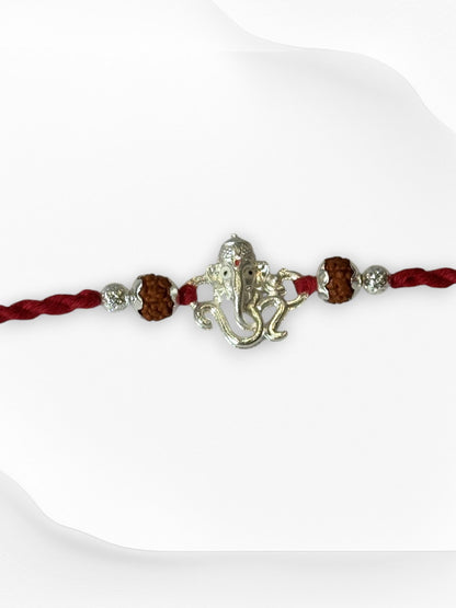 OM GANESH AADHIRA PURE SILVER RAKHI