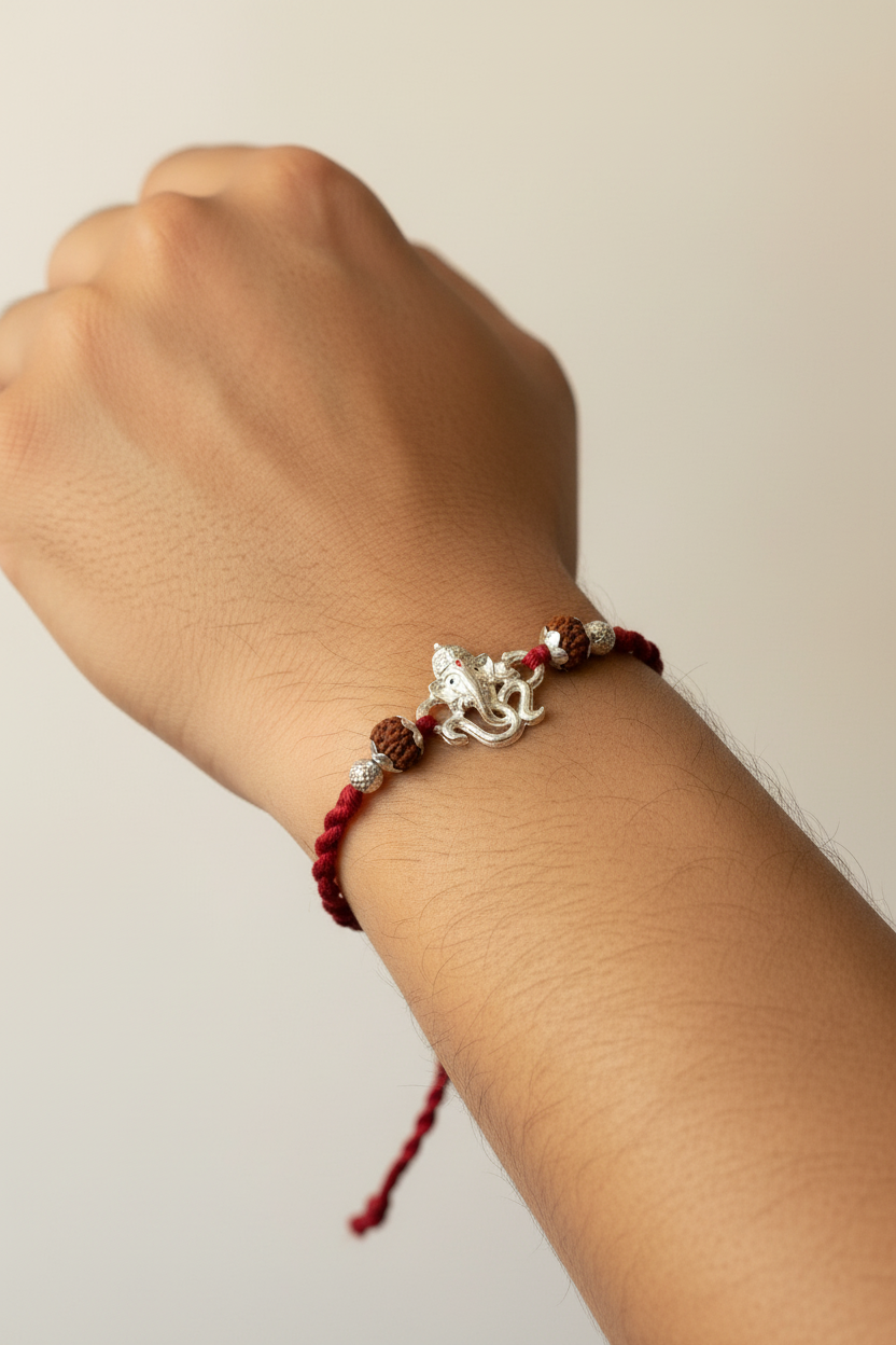 OM GANESH AADHIRA SILVER RAKHI