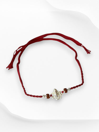 OM GANESH AADHIRA PURE SILVER RAKHI