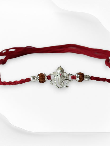 OM GANESH AADHIRA PURE SILVER RAKHI