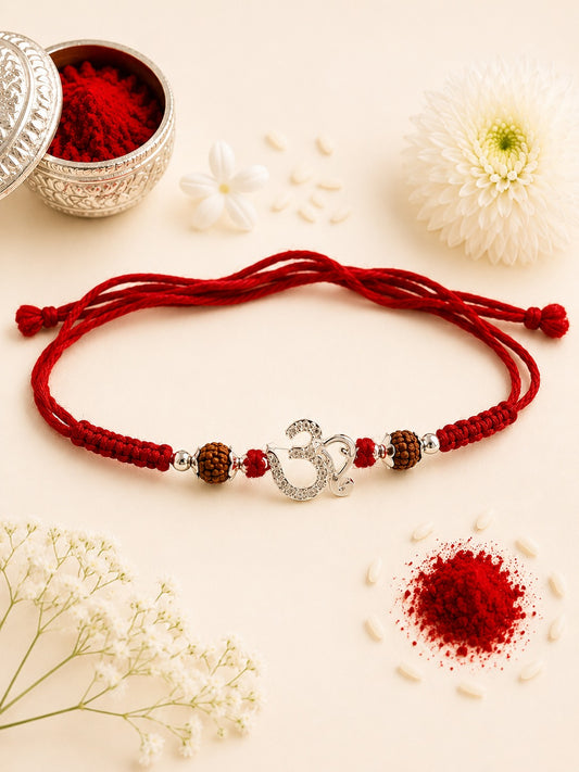 OM AVNI PURE SILVER RAKHI