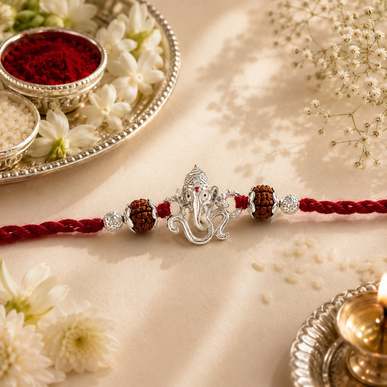 OM GANESH AADHIRA PURE SILVER RAKHI