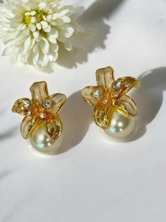 PEARL DAMOND ADLER EARRINGS