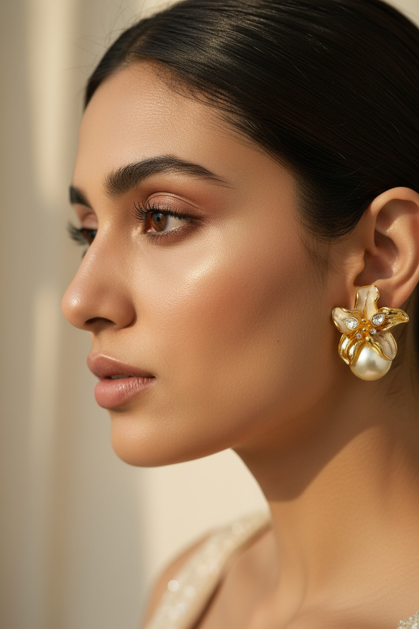 PEARL DAMOND ADLER EARRINGS