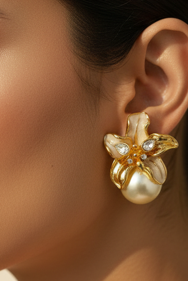 PEARL DAMOND ADLER EARRINGS