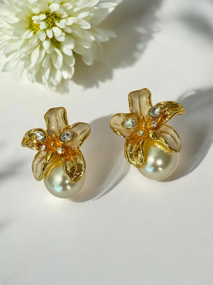 PEARL DAMOND ADLER EARRINGS