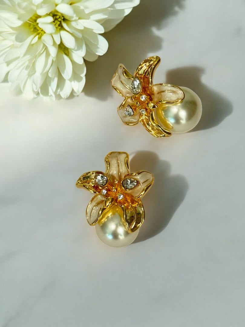 PEARL DAMOND ADLER EARRINGS