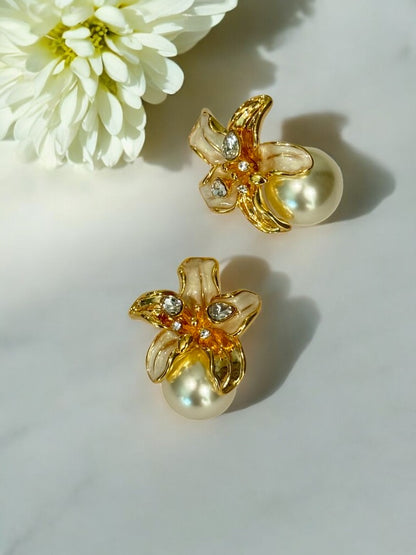 PEARL DAMOND ADLER EARRINGS