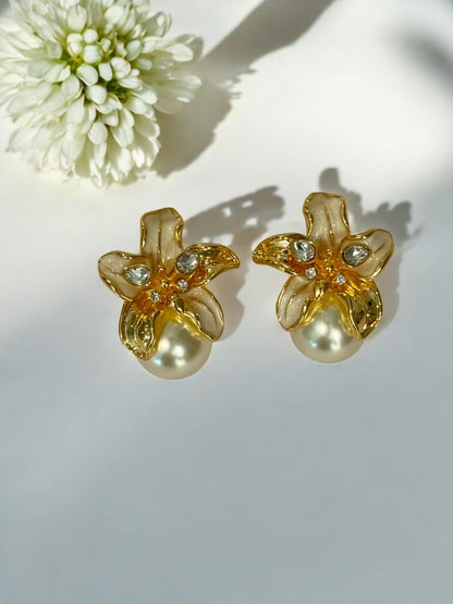 PEARL DAMOND ADLER EARRINGS