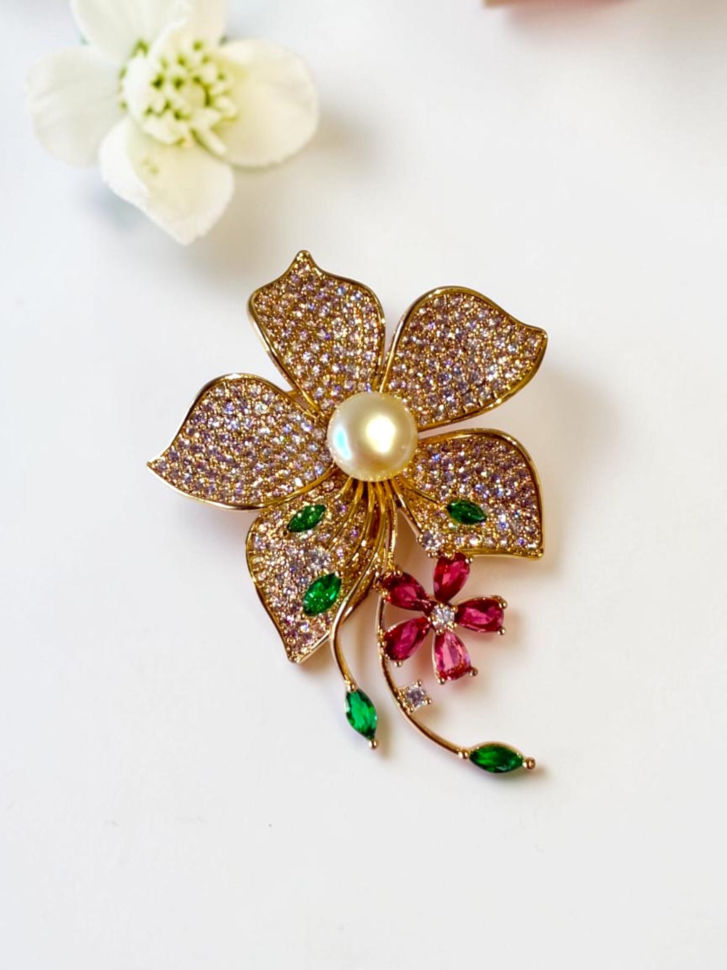 PINK-GREEN FLORAL NIDHIE BROOCH