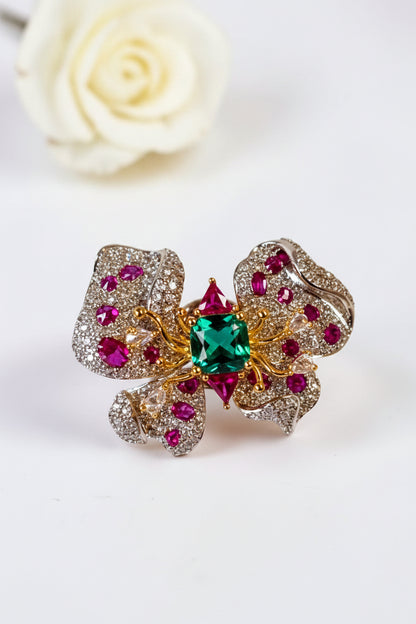 PINK-GREEN FLORAL PINKAL BROOCH (MAGNETIC)