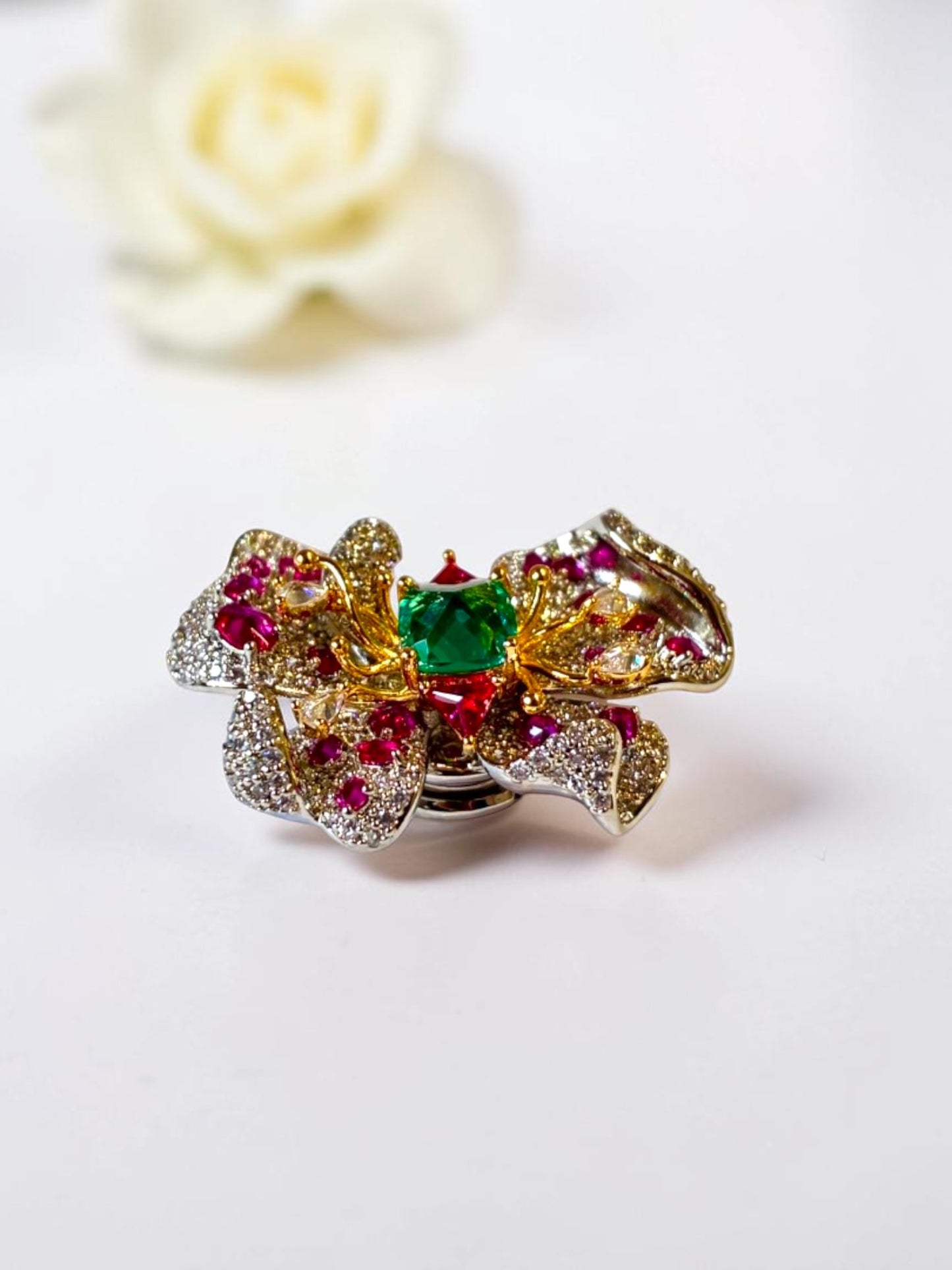 PINK-GREEN FLORAL PINKAL BROOCH (MAGNETIC)