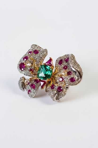PINK-GREEN FLORAL PINKAL BROOCH (MAGNETIC)