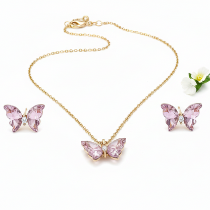 PINK BUTTERFLY ANIE NECKLACE SET
