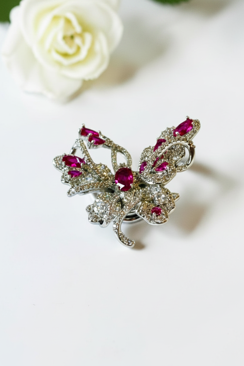 PINK BUTTERFLY CRIKEL BROOCH (MAGNETIC)