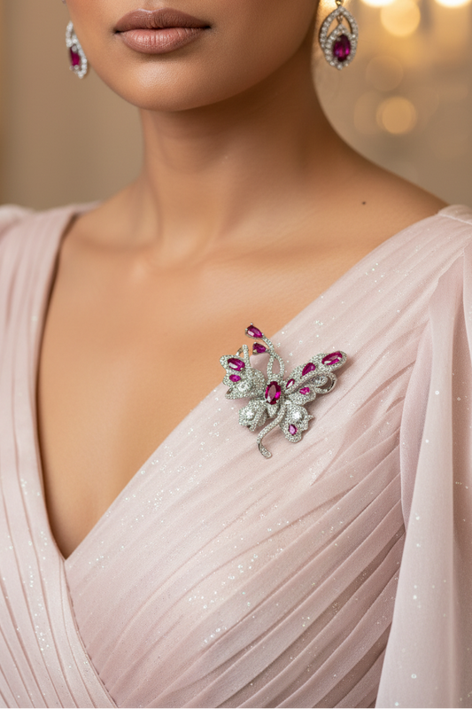 PINK BUTTERFLY CRIKEL BROOCH (MAGNETIC)