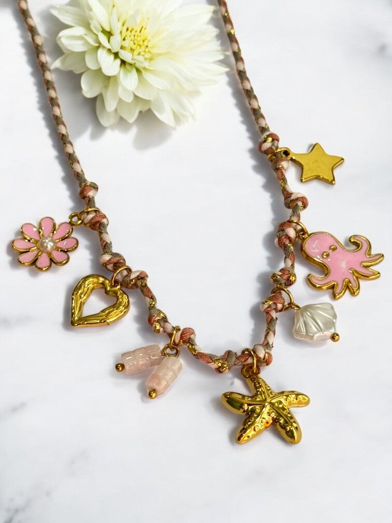 PINK CHARMS EZRA NECKLACE