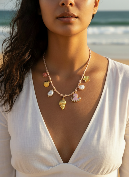 PINK CONESHELL CHARM EZRA NECKLACE