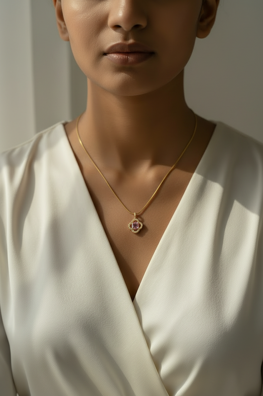 PINK DIAMOND BODHI NECKLACE