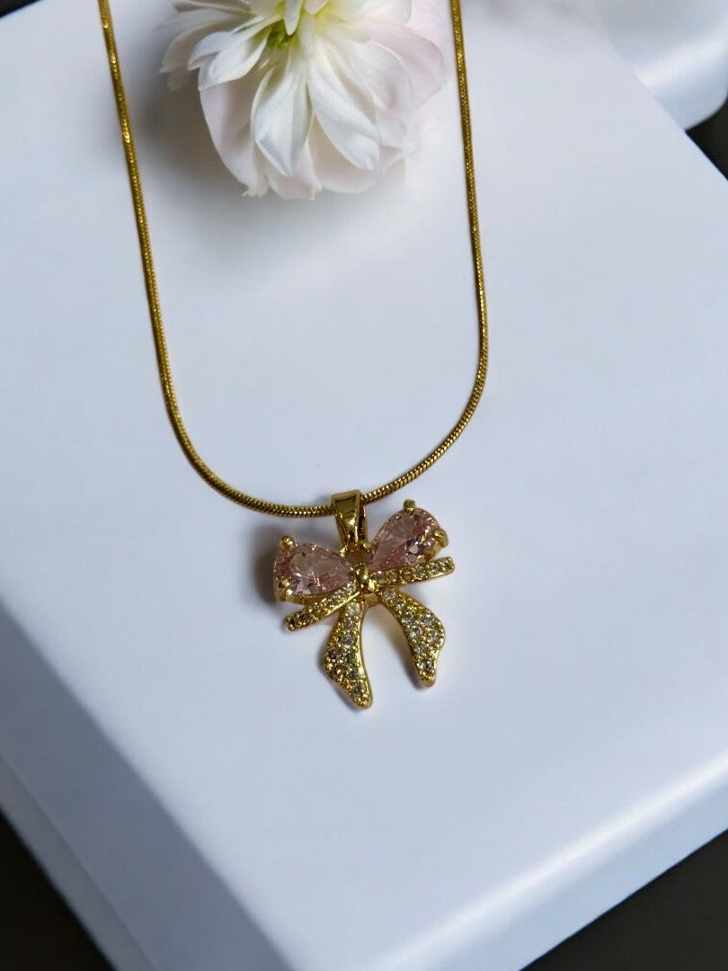 PINK DIAMOND BOW DENNEY NECKLACE