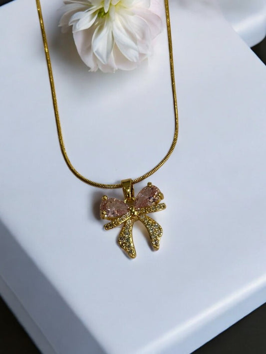 PINK DIAMOND BOW DENNEY NECKLACE