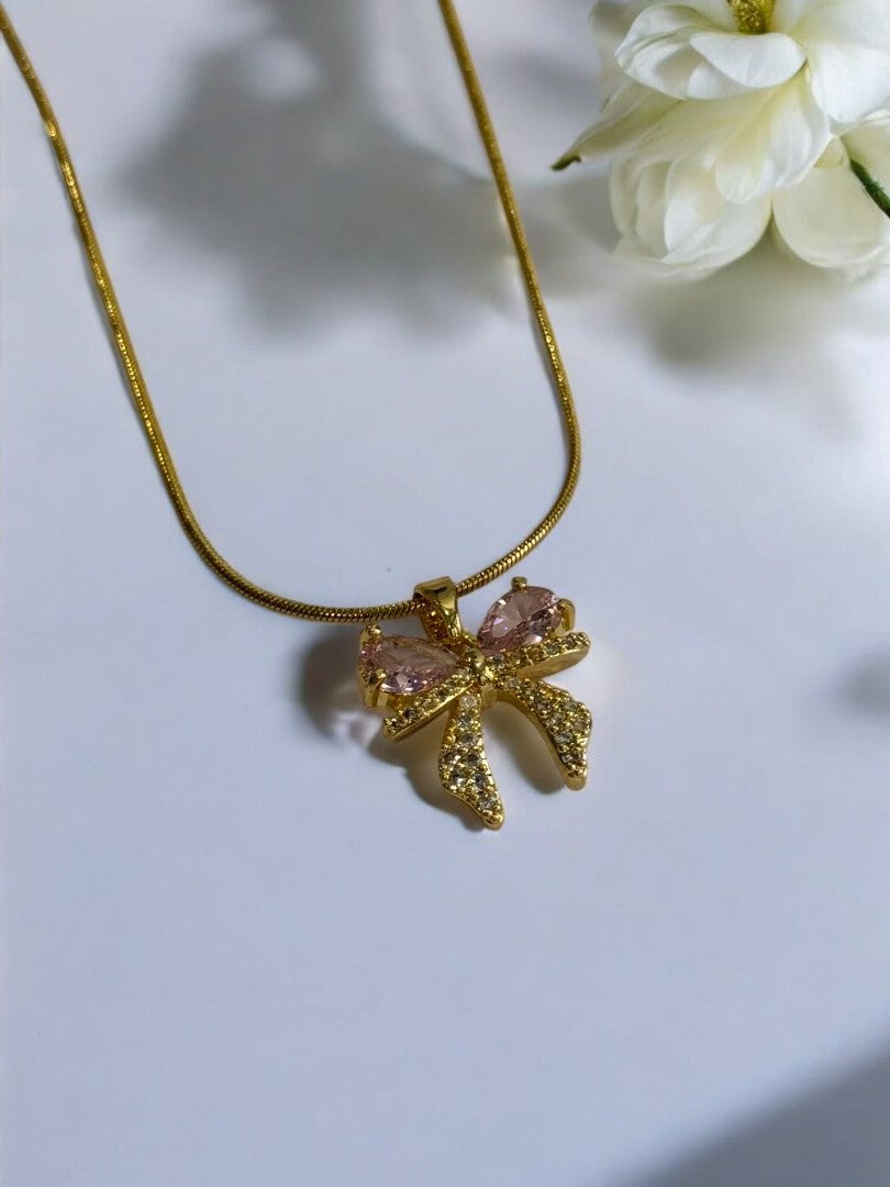 PINK DIAMOND BOW DENNEY NECKLACE