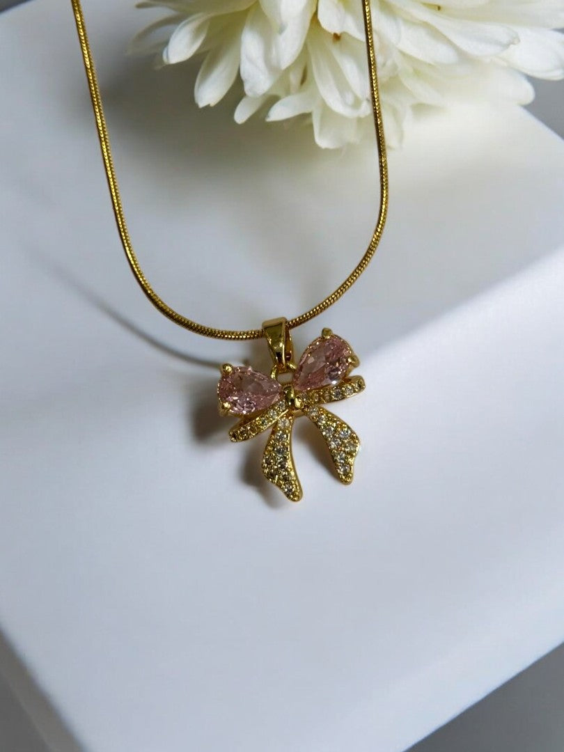PINK DIAMOND BOW DENNEY NECKLACE