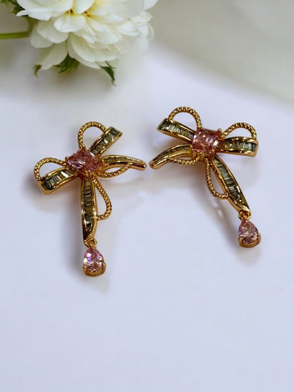 PINK DIAMOND BOW EDISON EARRINGS