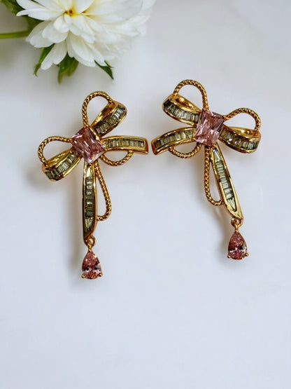 PINK DIAMOND BOW EDISON EARRINGS
