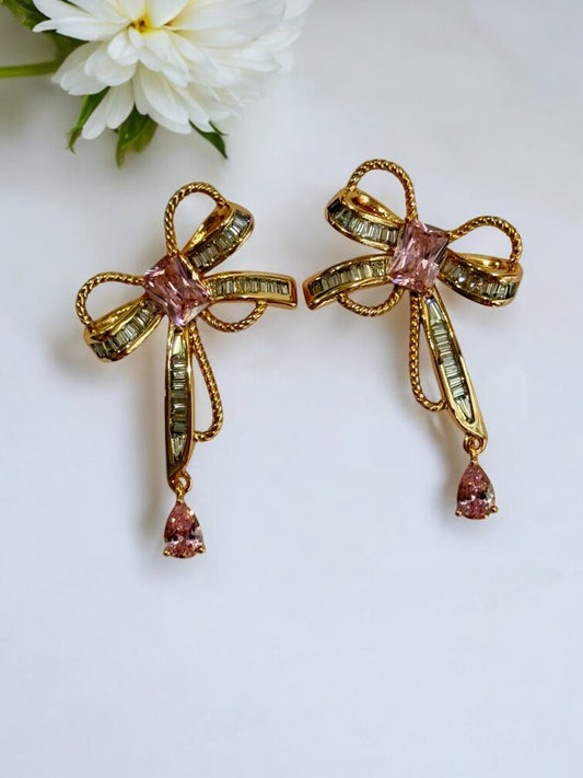 PINK DIAMOND BOW EDISON EARRINGS
