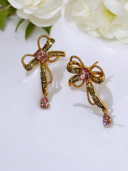 PINK DIAMOND BOW EDISON EARRINGS