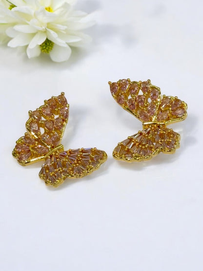 PINK DIAMOND BUTTERFLY ABELIE EARRINGS