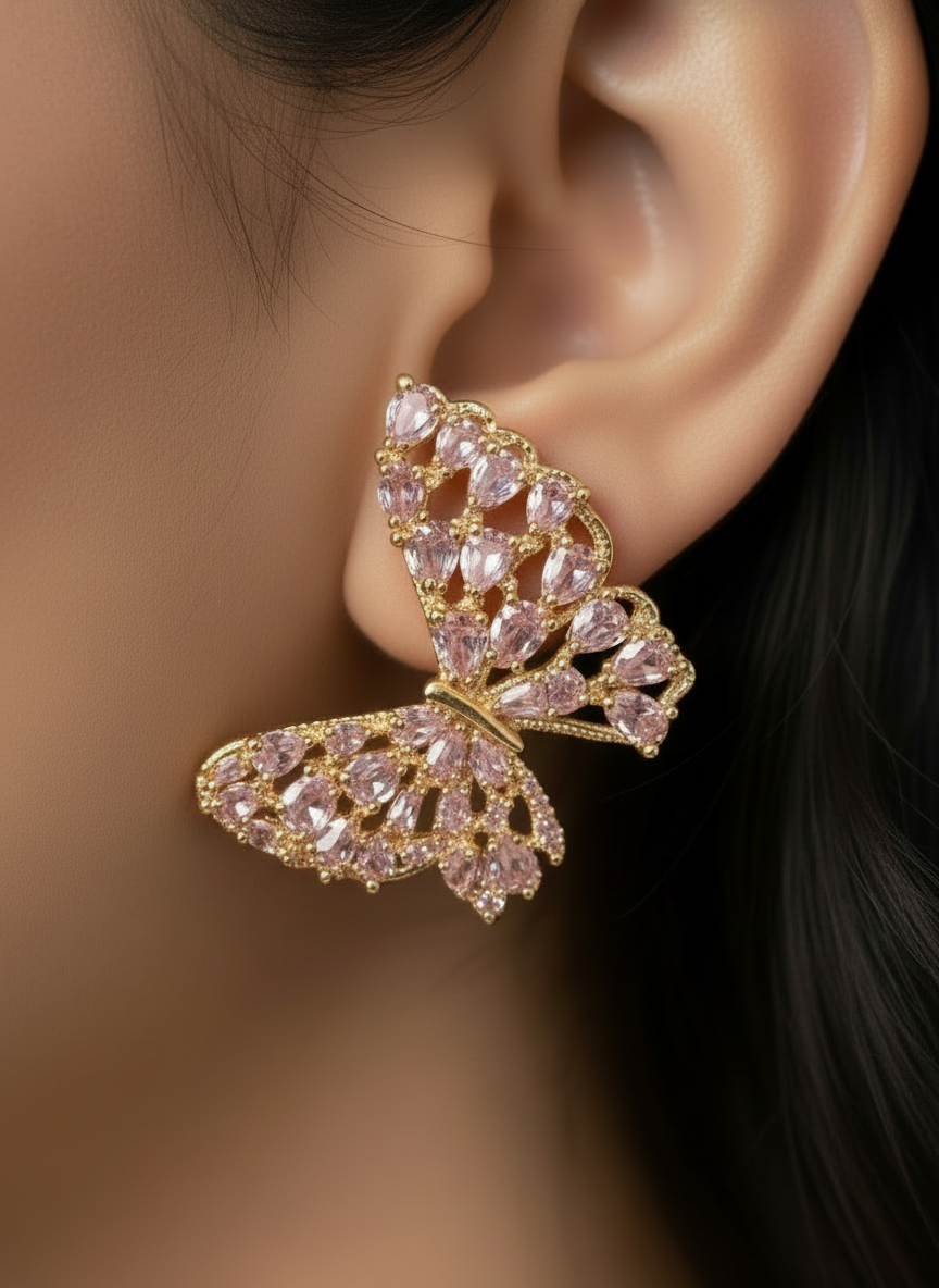 PINK DIAMOND BUTTERFLY ABELIE EARRINGS